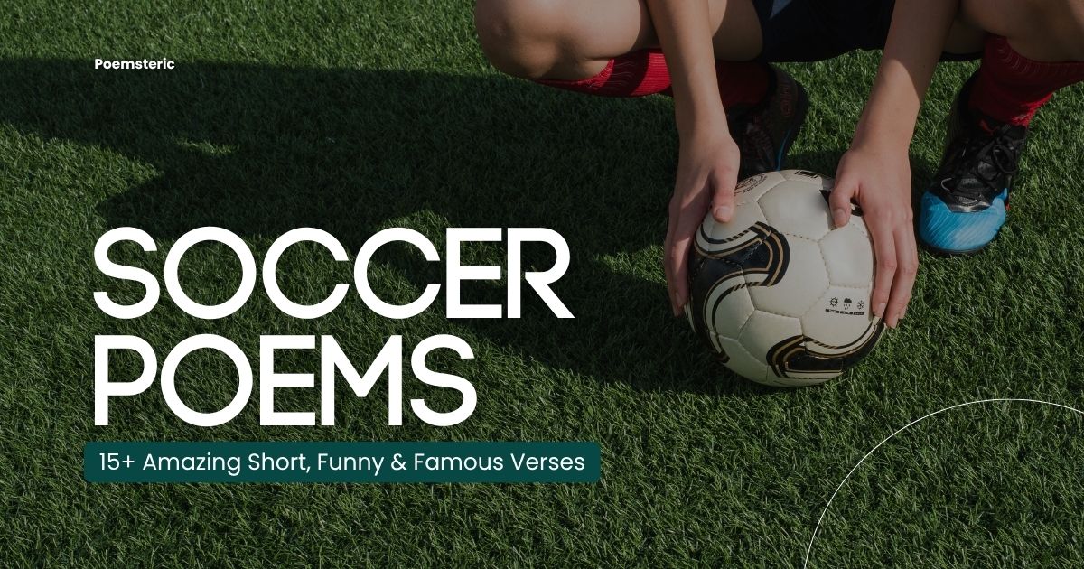 Soccer poems: player's hands placing a soccer ball on green grass turf.
