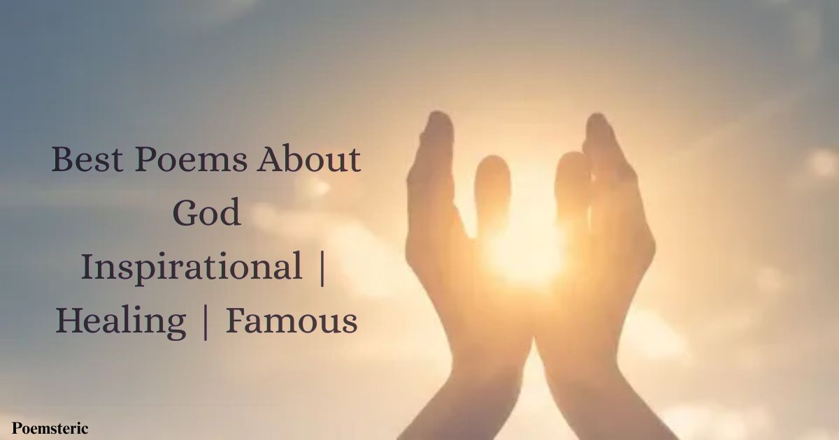 Hands raised toward golden sunlight representing faith and poems about God