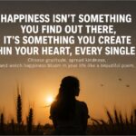 Woman sitting in a wheat field at sunset reflecting on happiness poems and inner joy