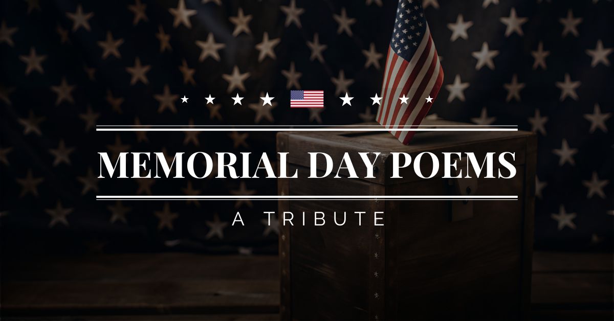 Memorial Day poems tribute with American flag displayed in rustic wooden box