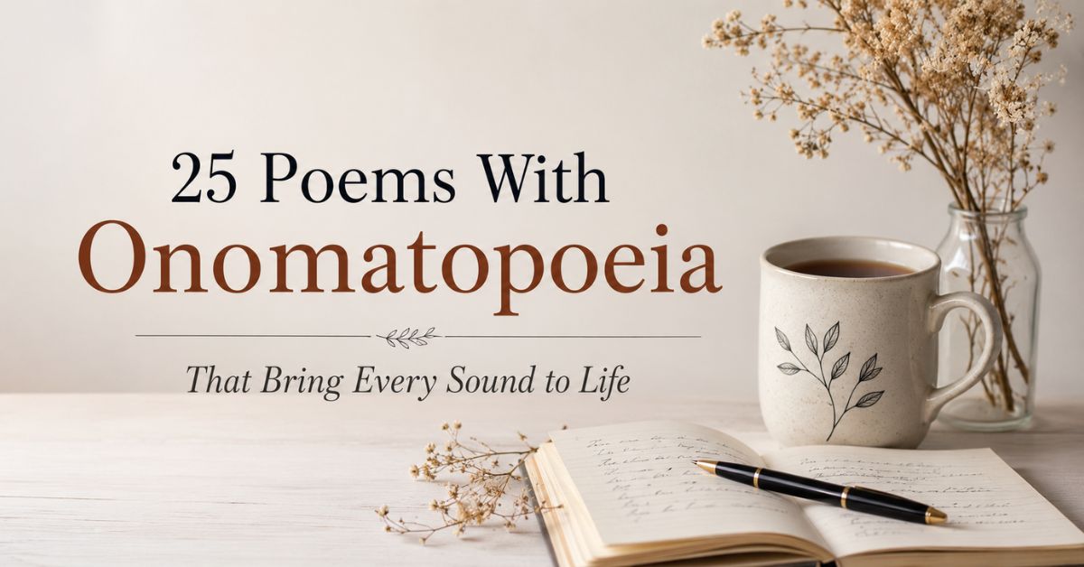 25 poems with onomatopoeia collection featuring classic and original examples