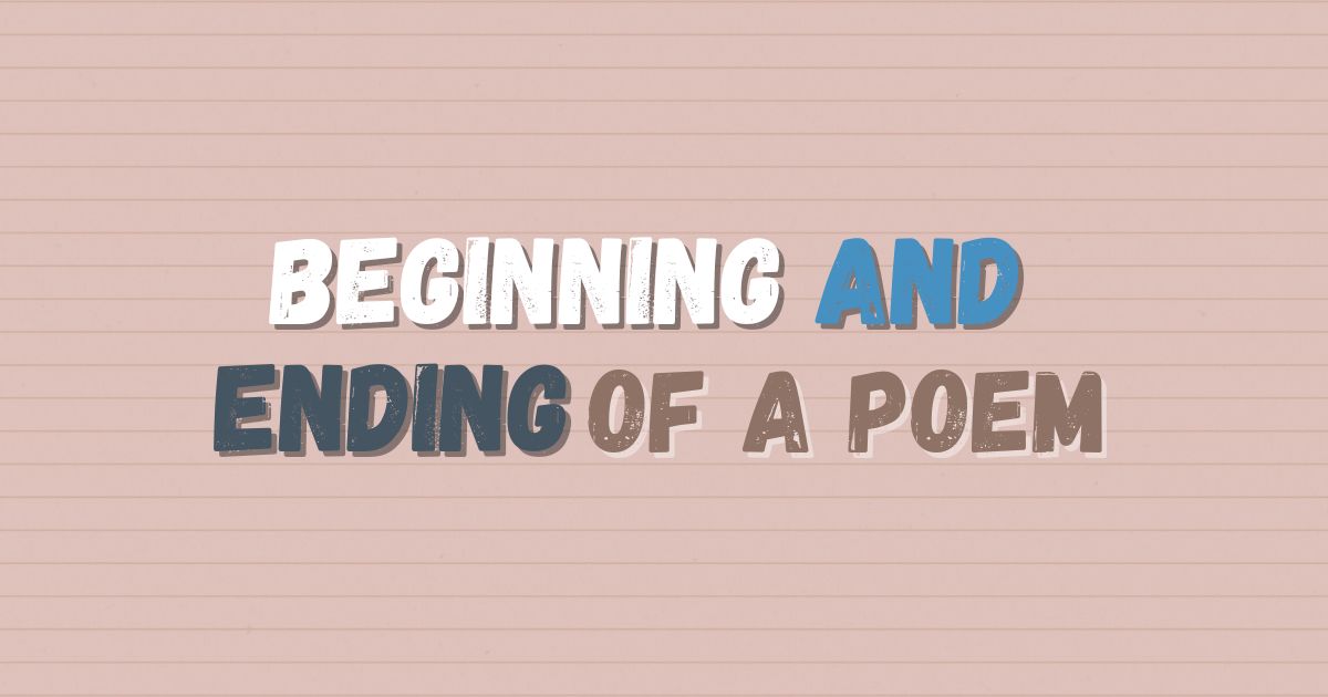 Beginning and ending of a poem lined notebook page typography.
