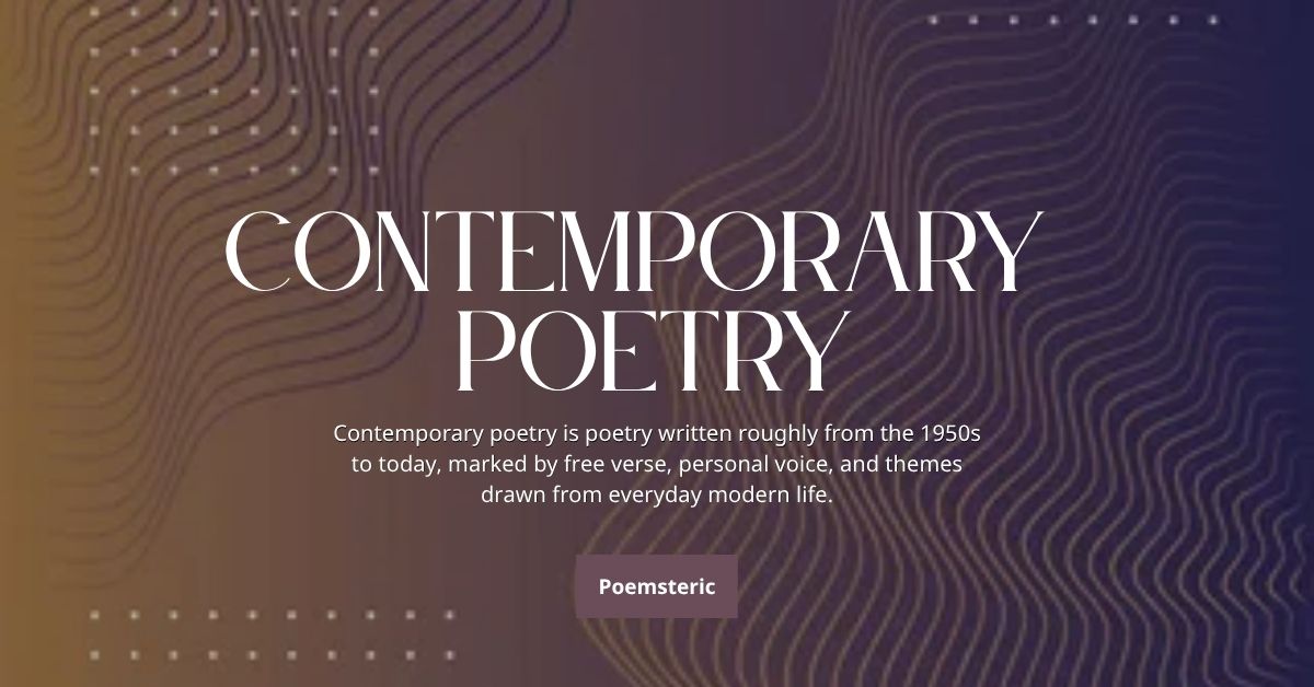 Contemporary poetry featured image with abstract modern wave design - blog banner for Poemsteric.