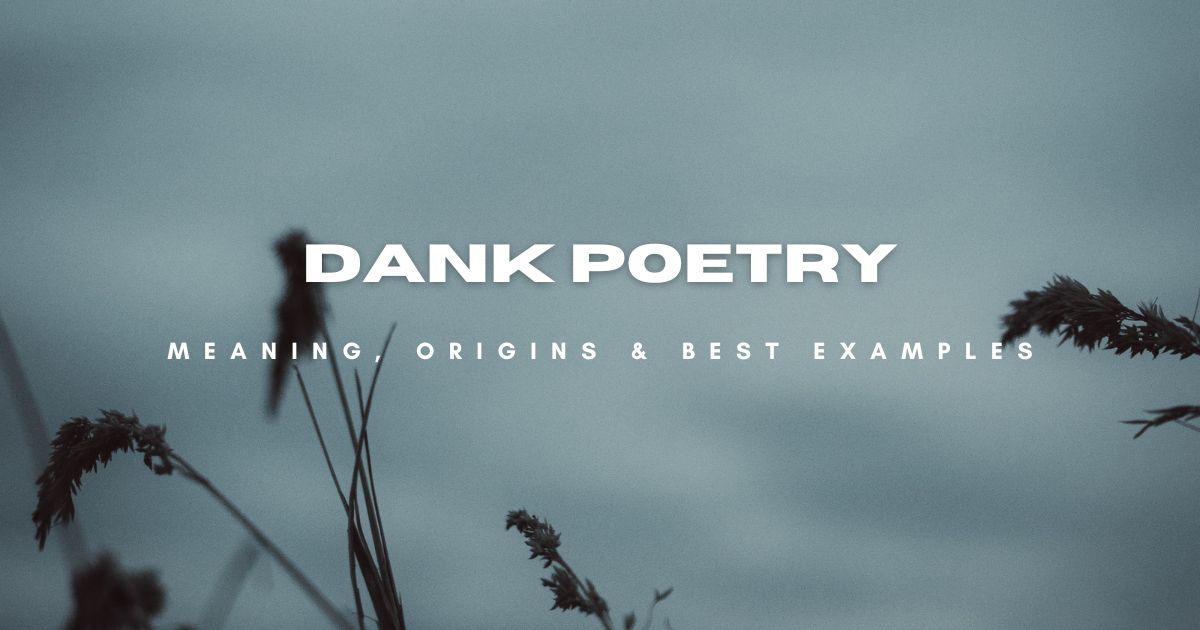 Dank poetry banner with moody blue background and silhouetted grass