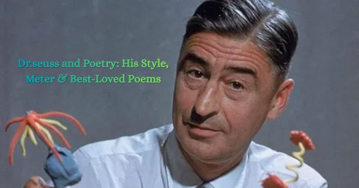 Dr. Seuss and Poetry banner featuring a portrait with colourful invented creatures