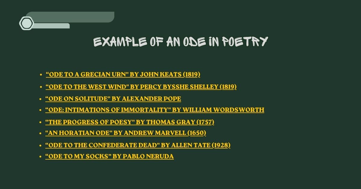 Example of an ode in poetry: list of 8 famous odes by Keats, Shelley, Neruda