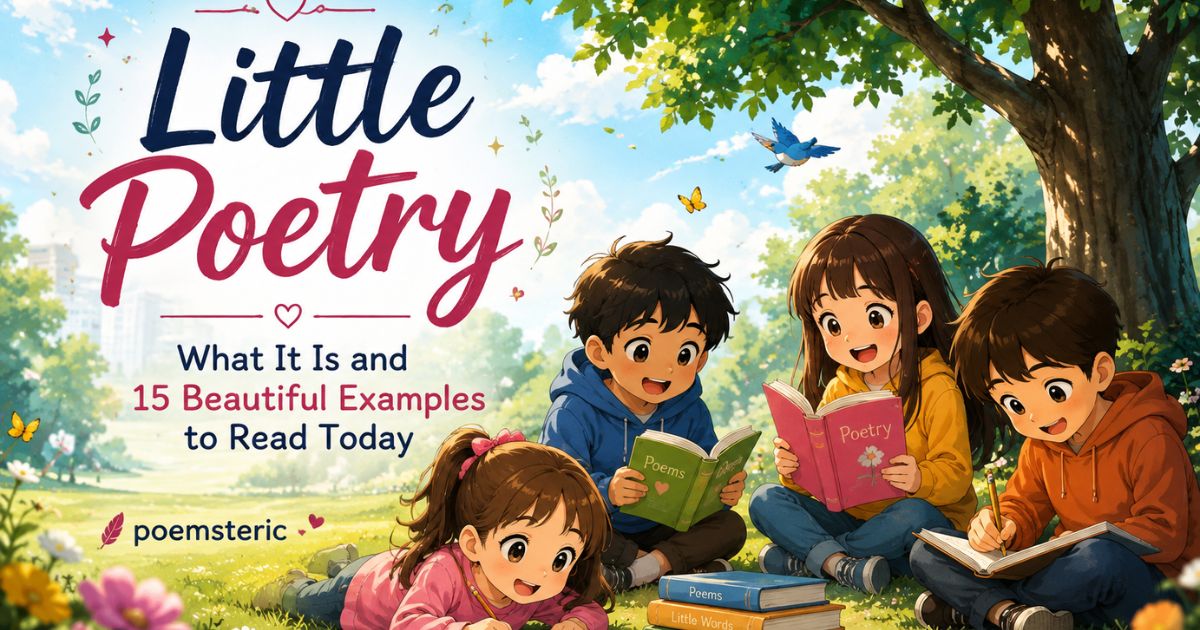 Little Poetry: children reading poems illustration for 15 beautiful examples guide
