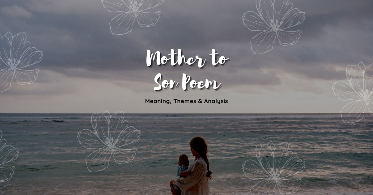 Mother to Son poem meaning, themes and analysis with mother and child silhouette on beach