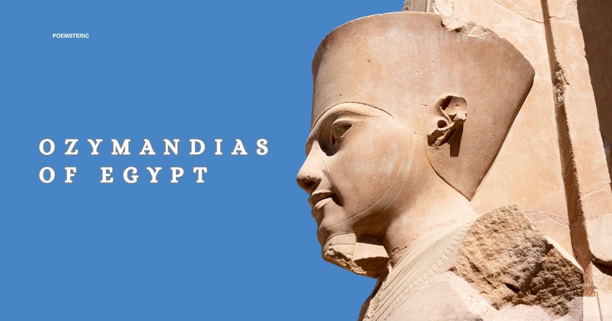 Ozymandias of Egypt – ancient statue of Ramesses II against blue sky.
