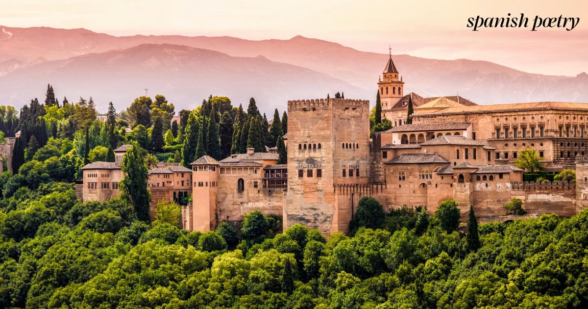 Alhambra palace in Granada, Spain backdrop for a Spanish poems guide