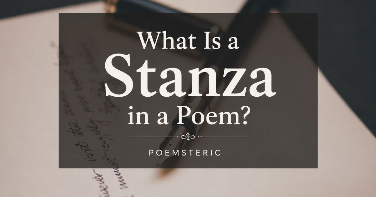 What is a stanza in a poem – fountain pen and handwritten verse.