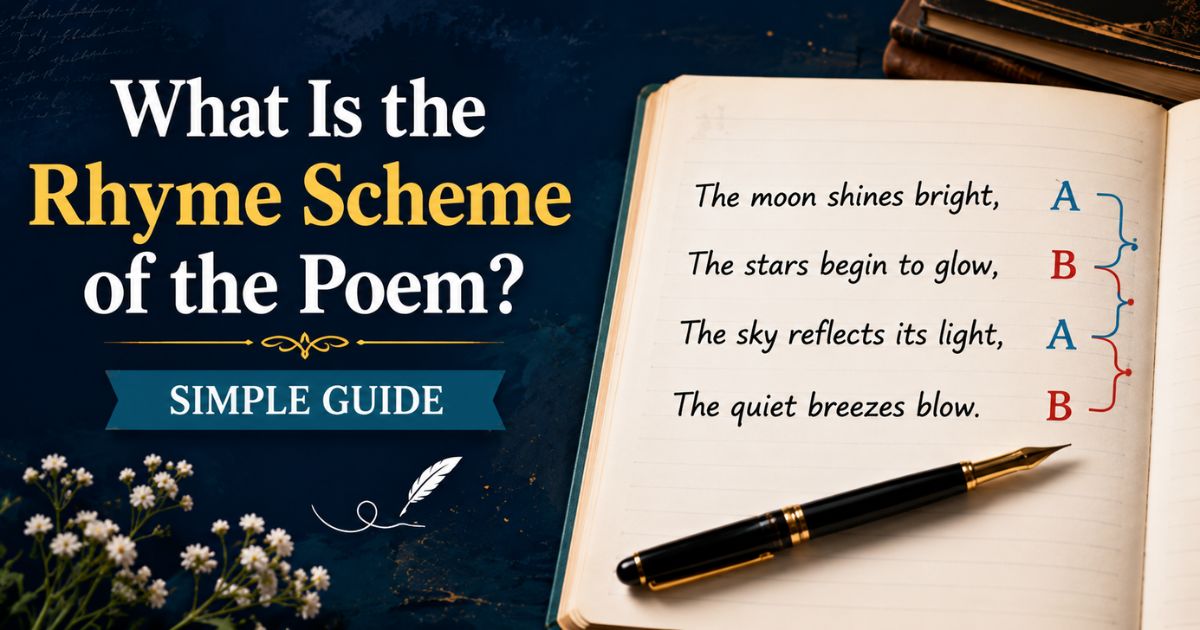 What is the rhyme scheme of the poem – ABAB pattern example with notebook and pen.