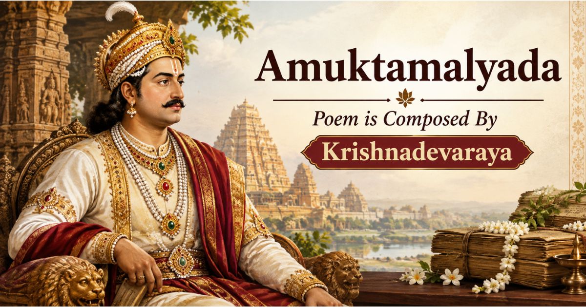 Amuktamalyada poem illustration — Emperor Krishnadevaraya of Vijayanagara Empire.