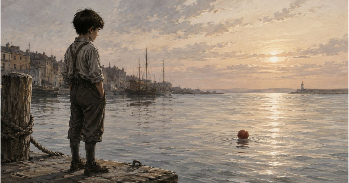 What does John Berryman want to convey through this poem — boy watching ball drift in harbor.