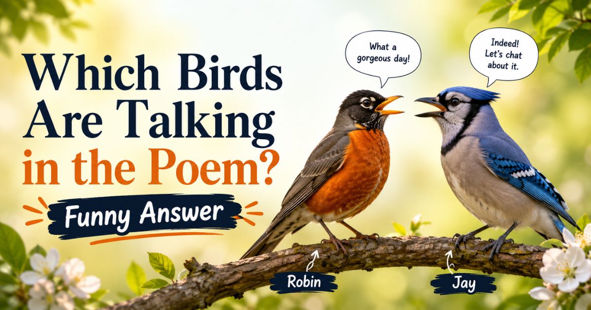 Which birds are talking in the poem - robin and jay chatting on a branch.