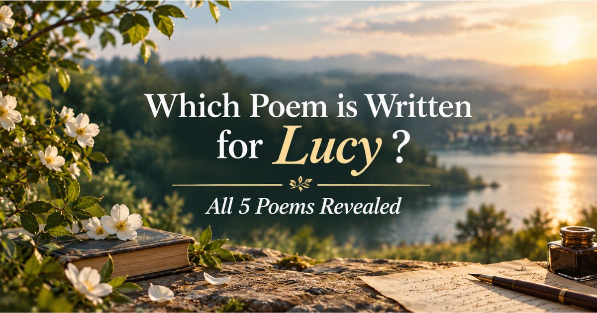 Which poem is written for Lucy William Wordsworth's Lucy poems revealed, with vintage book and countryside sunset.