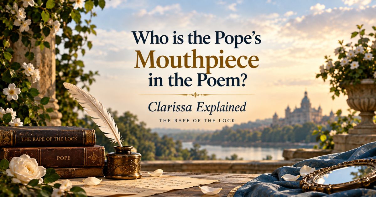 Who is the Pope's mouthpiece in The poem Rape of the Lock — Clarissa's speech in Canto V explained.