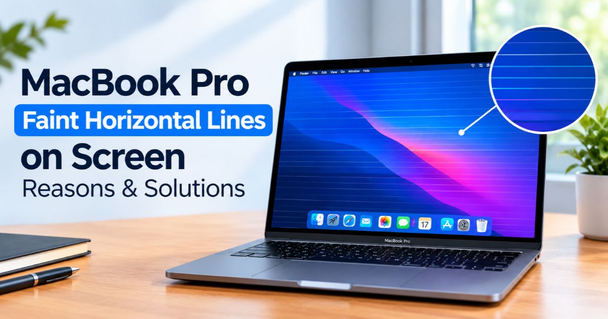 MacBook Pro faint horizontal lines on screen with zoomed-in detail.